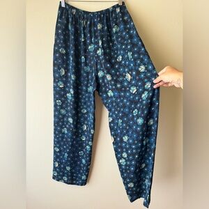 100% silk wide leg flowy floral pants - Harari Medium